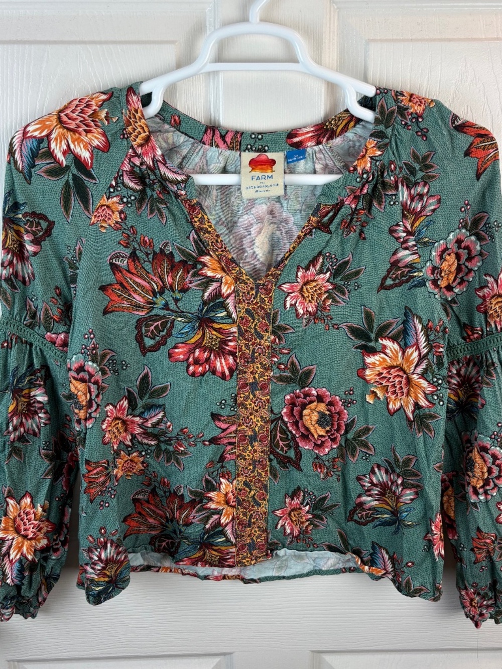 Farm Rio Anthropologie Paola Peasant Blouse Top